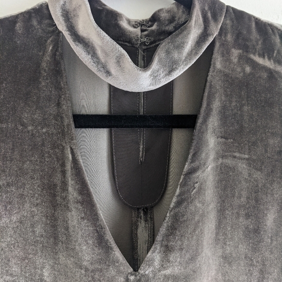 MADEWELL Mushroom Grey Velvet Top with Choker Neckline S - Picture 3 of 12